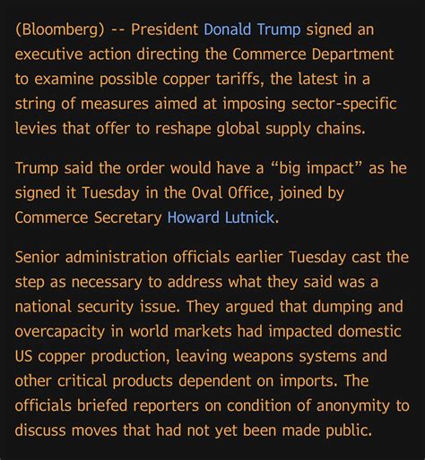 Trump Orders Section 232 Investigation into Copper Imports Amid ...