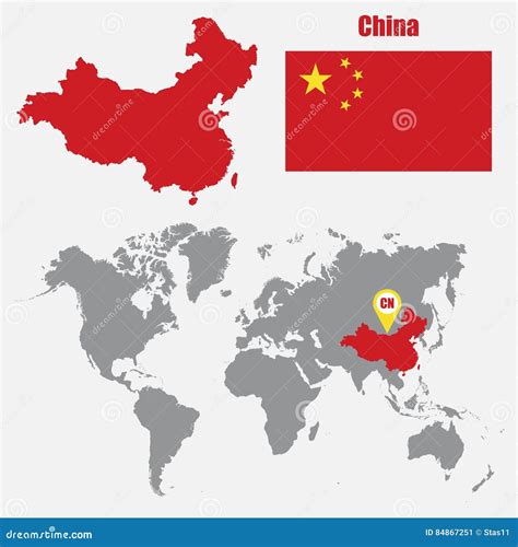 China Map on a World Map with Flag and Map Pointer. Vector Illustration Stock Vector ...