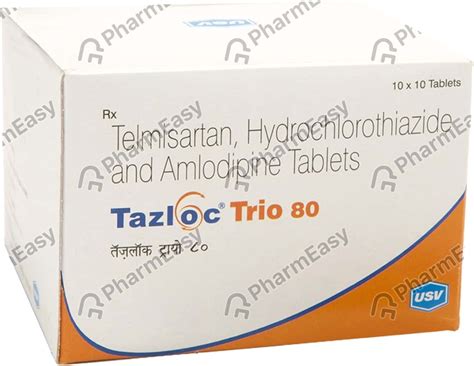 Tazloc Trio 80mg Strip Of 10 Tablets: Uses, Side Effects, Price ...