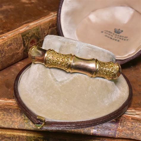 Antique Edwardian Australian 9ct Gold Bamboo Bangle By Willis And Sons