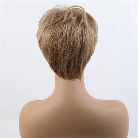 Remy Human Hair Wig Short Straight Natural Straight Bob Pixie Cut Side ...