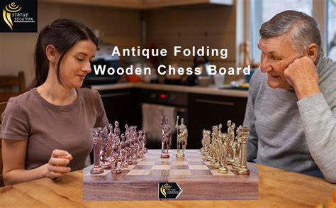 Buy STATUESOLUTION Kid Antique Folding Wooden Chess Board With Brass ...