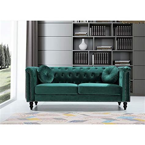 BLACK OAK Connally Chesterfield 76" Rolled Arms Sofa for Living Room ...