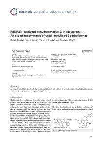 Pd(OAc)2-catalyzed dehydrogenative C–H activation: An expedient ...