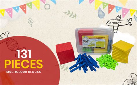 StepsToDo 131 Pieces Multiclour Base Ten Blocks Kit with Place Value ...