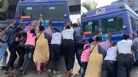 Video Of Passengers Pushing Broke Down Bus In Mumbai Is Going Viral ...