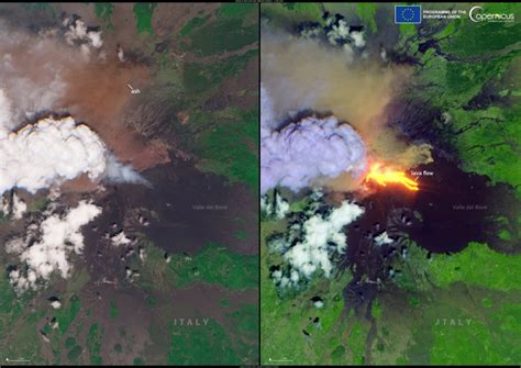 Satellite images capture Mount Etna’s eruption from space