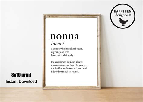 Nonna Gift Printable Definition Instant Download 8x10 Print Mother's ...