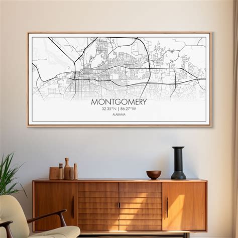 Montgomery City Map, Alabama Map, Map Art, Minimalist Wall Art, Wall A