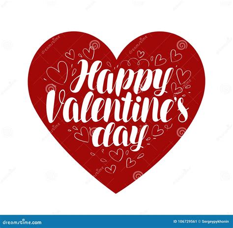 Happy Valentine`s Day. Heart, Love Symbol. Typographic Design, Lettering Vector Illustration ...