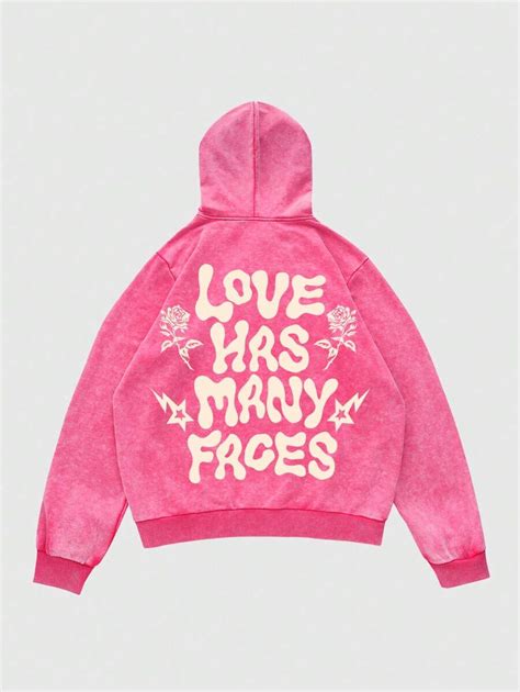 ROMWE Moletom com Capuz Minimalista com Estampa de Letras Lavada, Uso ...