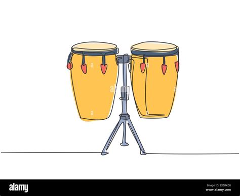 One continuous line drawing of traditional african ethnic drum, bongo ...