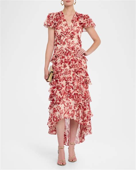 Cinq a Sept Tatum Floral Ruffled Maxi Dress | Neiman Marcus