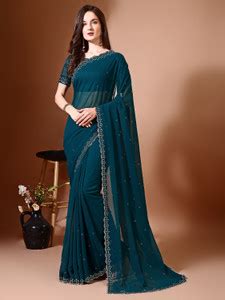 Buy Leelavati Embellished Bollywood Chiffon Blue Sarees Online @ Best ...