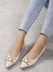 Chain Decor Point Toe Slip-On Ballet Flats | SHEIN USA