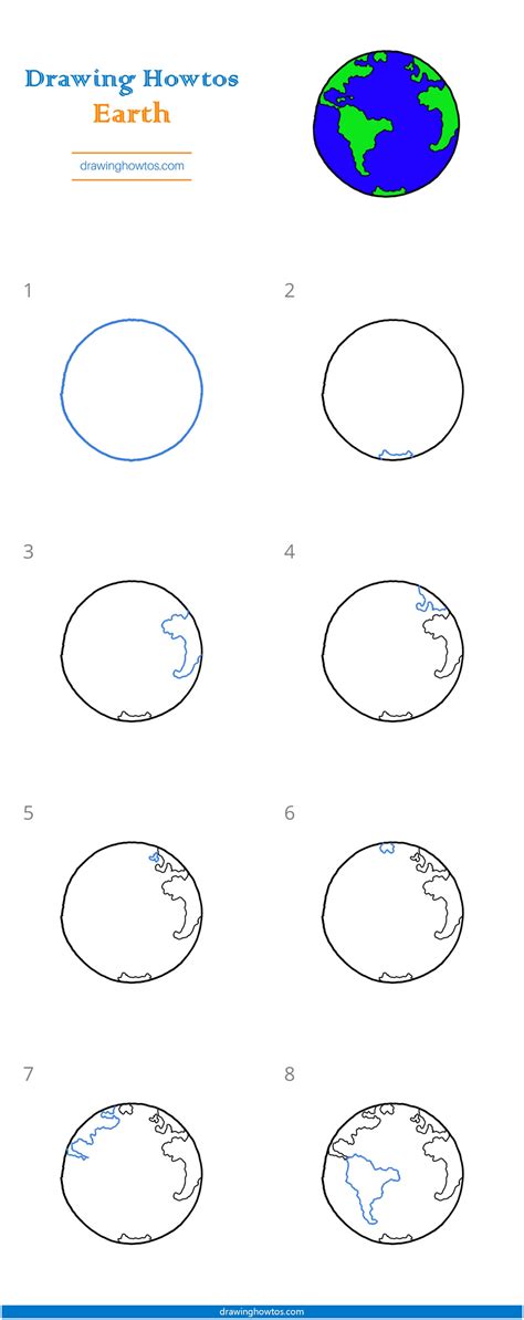 How to Draw the Earth - Step by Step Easy Drawing Guides - Drawing Howtos