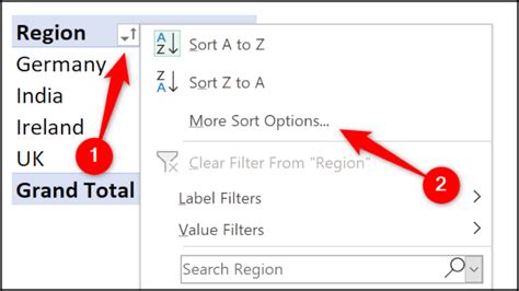 Image result for How to Sort Inside a Pivot Table