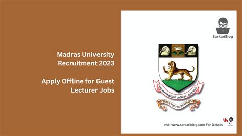 Madras University Recruitment 2023
