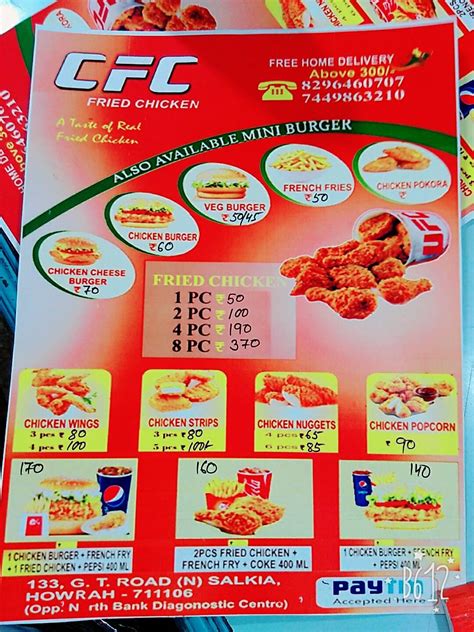 Menu at CFC Fried Chicken, Howrah, 133
