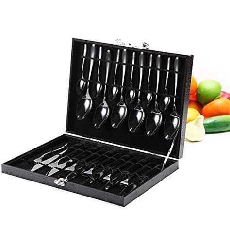 Generic 24 Pieces Set Black Gold Flatware Dinnerware Cutlery Fork Knife ...