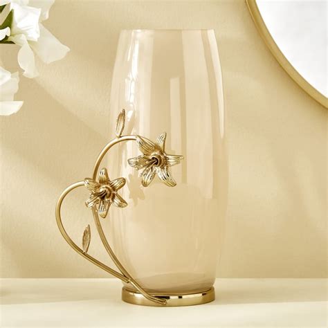 Buy Windflower Fabio Aluminium and Glass Floral Vase from Home Centre ...
