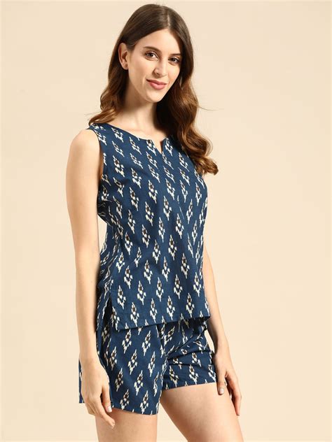 Kurti with Shorts Set in Blue Ikkat Print – Mabish Store