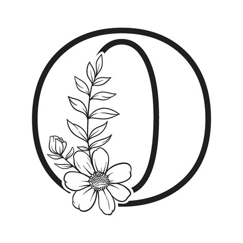 alphabet letter O with wildflower outline 48102195 Vector Art at Vecteezy