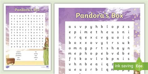 Pandoras Box Ancient Greek Myth Differentiated Wordsearch - myths