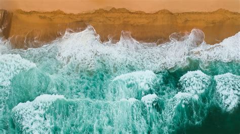 Download wallpaper 3840x2160 waves, beach, aerial view, water, sand 4k ...