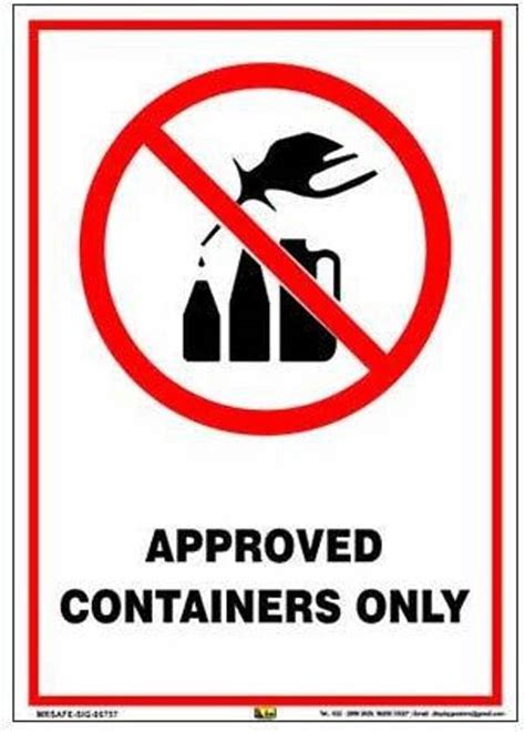 Mr. SAFE Approved Containers Only In Eco Vinyl Sticker Self Adhesive A3 ...