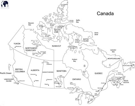 Printable Canada Blank Map with Outline, Transparent Map PDF