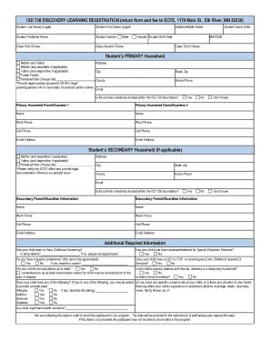 Fillable Online ISD 728 DISCOVERY LEARNING REGISTRATION return form and ...