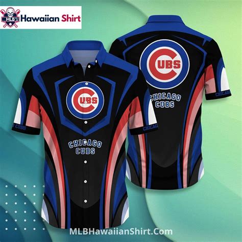 Sharp Panel Design Cubs Hawaiian Shirt In Red Blue And Black - MLB ...