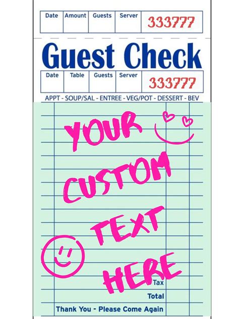 Guest Check Custom Text - Etsy