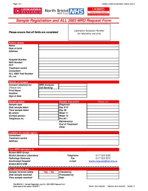 Fillable Online nbt nhs sample registration and all 2003 mrd request ...