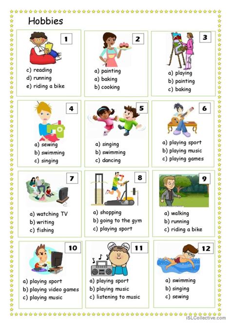 Hobbies Worksheet.pdf 的图像结果