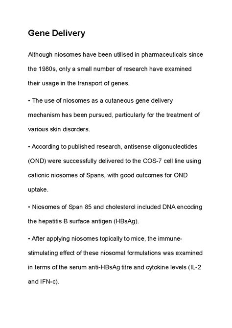 Gene Delivery - Notes - Gene Delivery Although niosomes have been ...