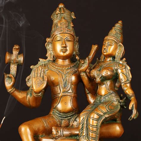 Buy Superfine Brass Lord Shiva and Goddess Parvati Idol - 15" Height ...