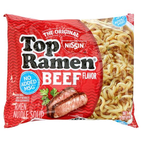 Nissin Foods Top Ramen Instant Ramen Noodle Soup, Beef Flavor, 3 oz Bag ...
