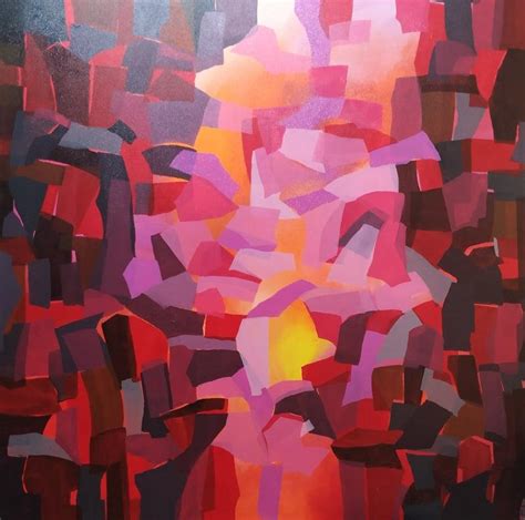 "Untitled 4": Red Violet Acrylic Painting by Padmakar Santape – ArtZolo.com