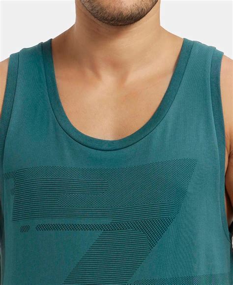 Buy Super Combed Cotton Rich Graphic Printed Tank Top - Pacific Green ...