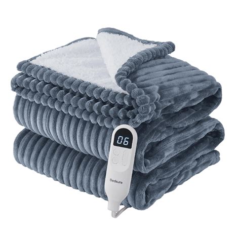 Bedsure Heated Blanket Electric Full Size - Soft Ribbed Flannel, Fast ...