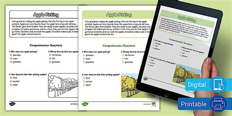 Kindergarten Reading Comprehension Apple Picking | Twinkl