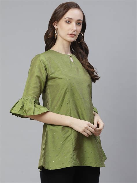 Shop Bhama Couture Pista Green Tunic Online
