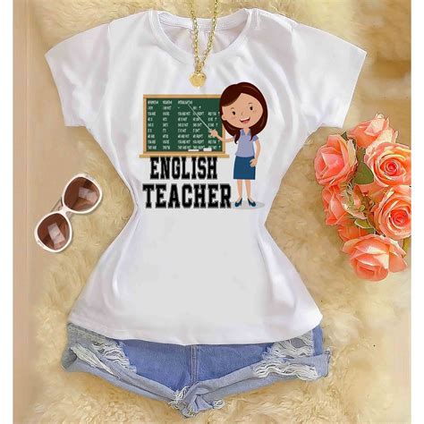 Tshirts Blusa Feminina Polielastano Educação - English Teacher | Shopee ...