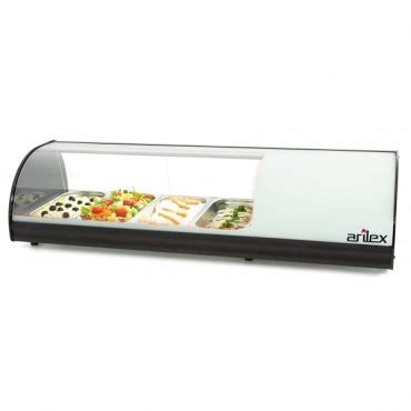 Vitrina Expositora de Tapas Frias. Placa Lisa. 4GN-ARILEX-4VTL-RO