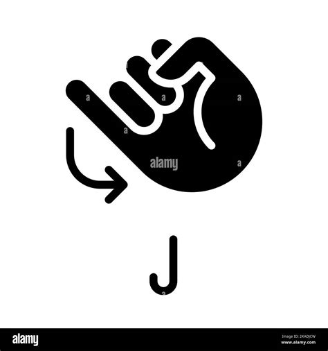 Letter J sign in ASL black glyph icon Stock Vector Image & Art - Alamy