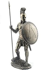 14.38 Inch Spartan Warrior with Spear and Hoplite Shield Figurine ...