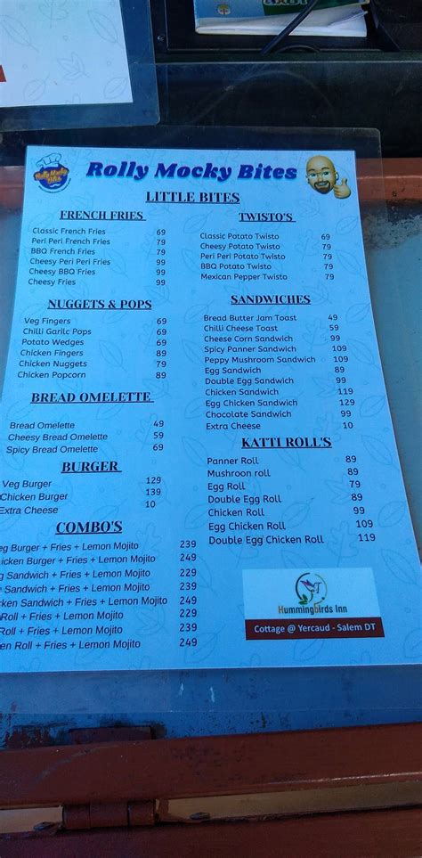 Menu at Rolly Mocky Bites, Talai cholai