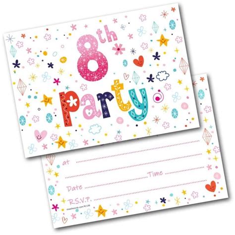 Buy 8th Birthday Party Invitations Age 8 Female Girls Childrens Pack of ...